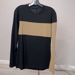 NWT Helmut Lang black/camel band logo long sleeve T shirt unisex size S